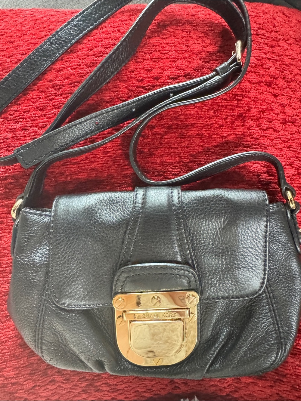 Michael Kors Black Leather Crossbody with Gold Hardware